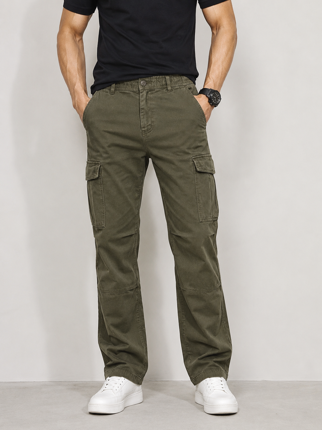 Pantalon cargo homme vert