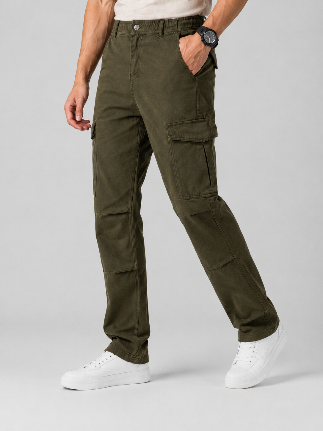 Pantalon cargo homme vert