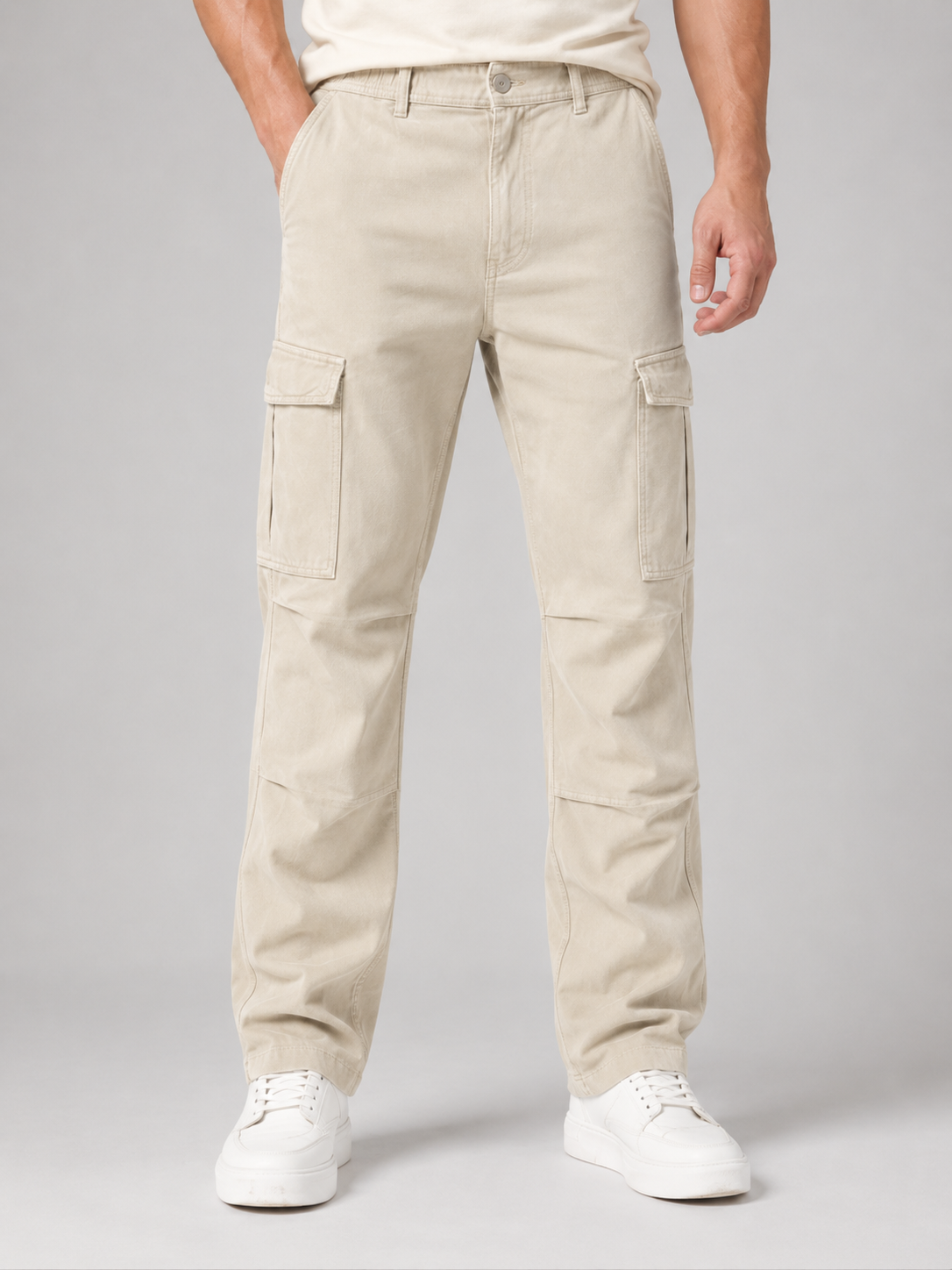 Pantalon cargo homme beige