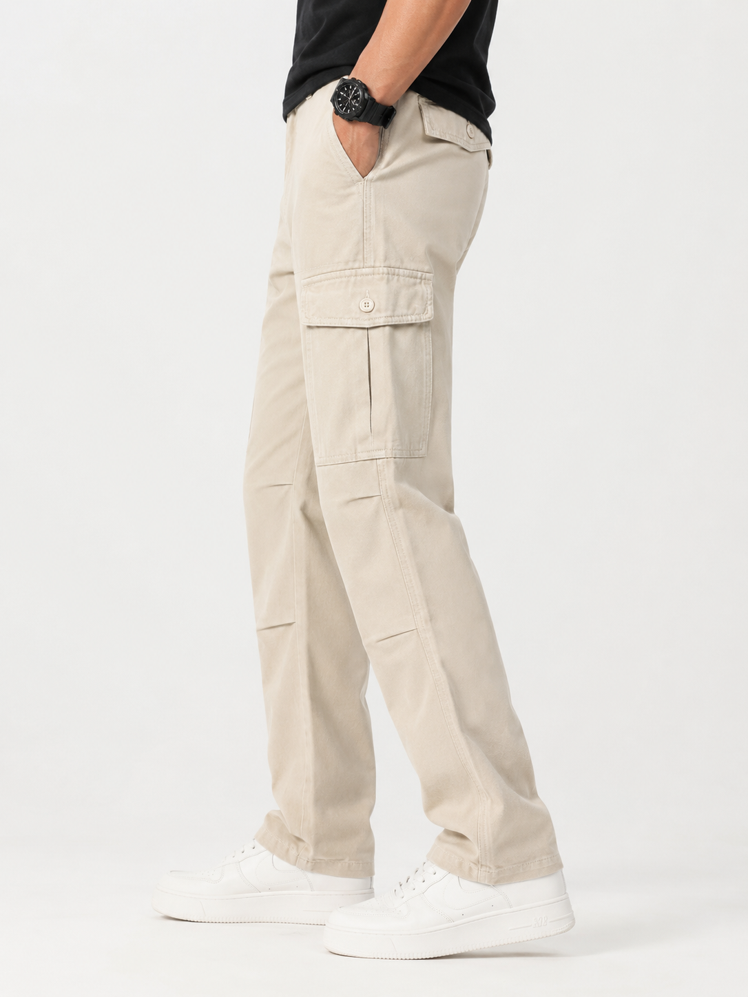 Pantalon cargo homme beige