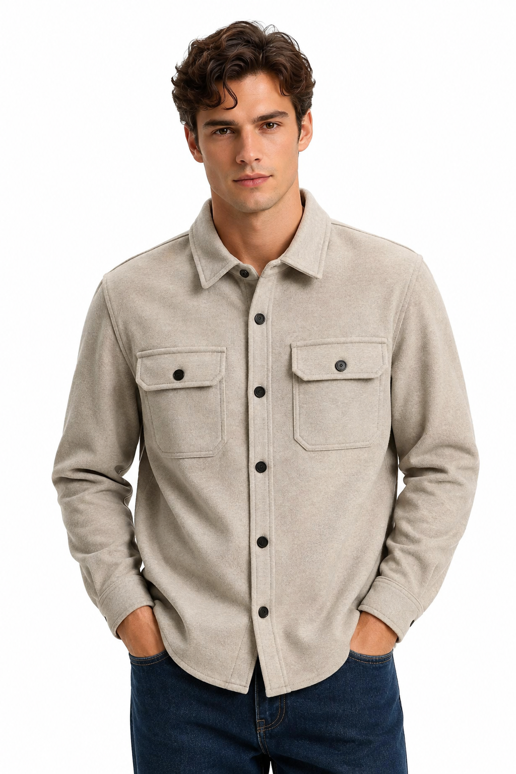 Surchemise homme beige marine