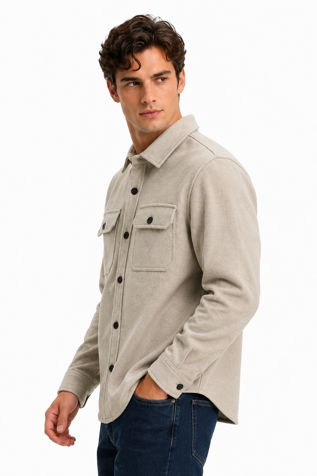 Surchemise homme beige marine