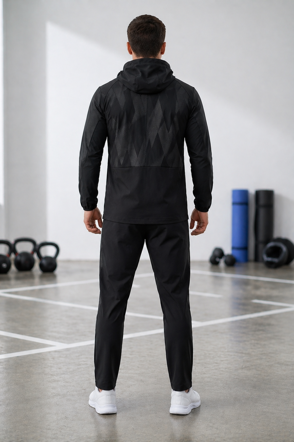 Ensemble sport homme noir à motifs
