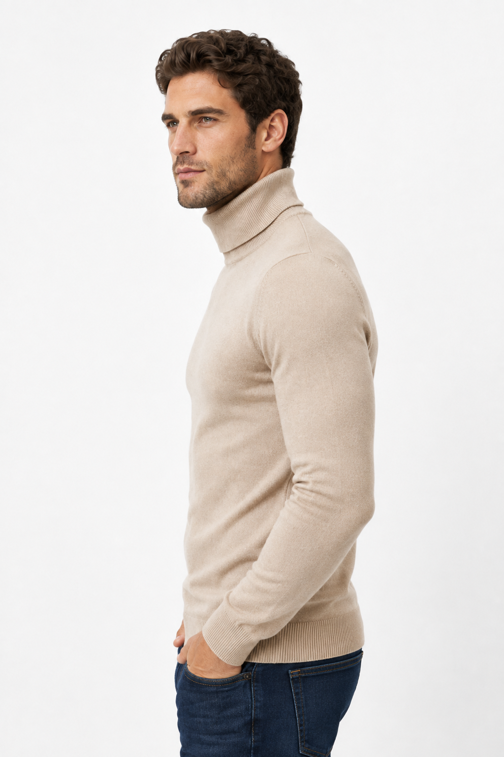 Pull homme noir à col roulé