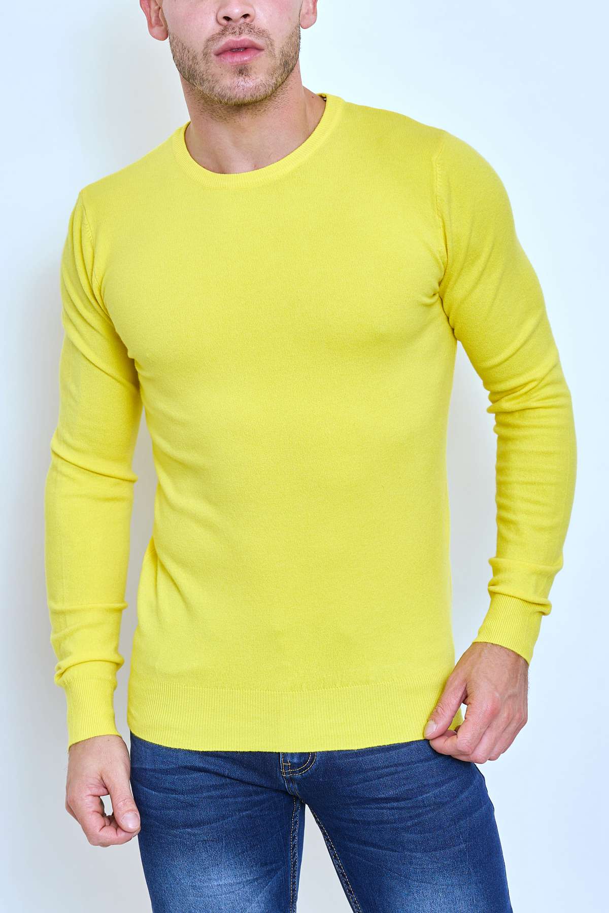 Pull Homme Jaune – Col Rond