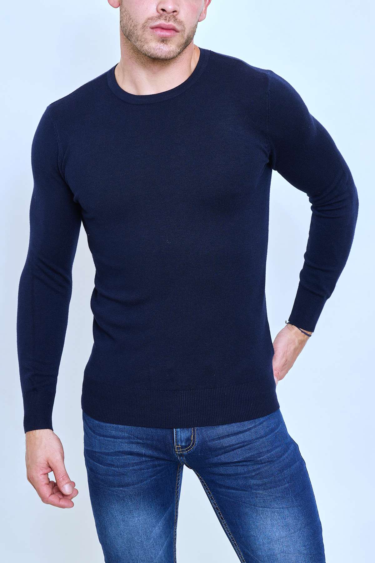Pull Homme Marine – Col Rond