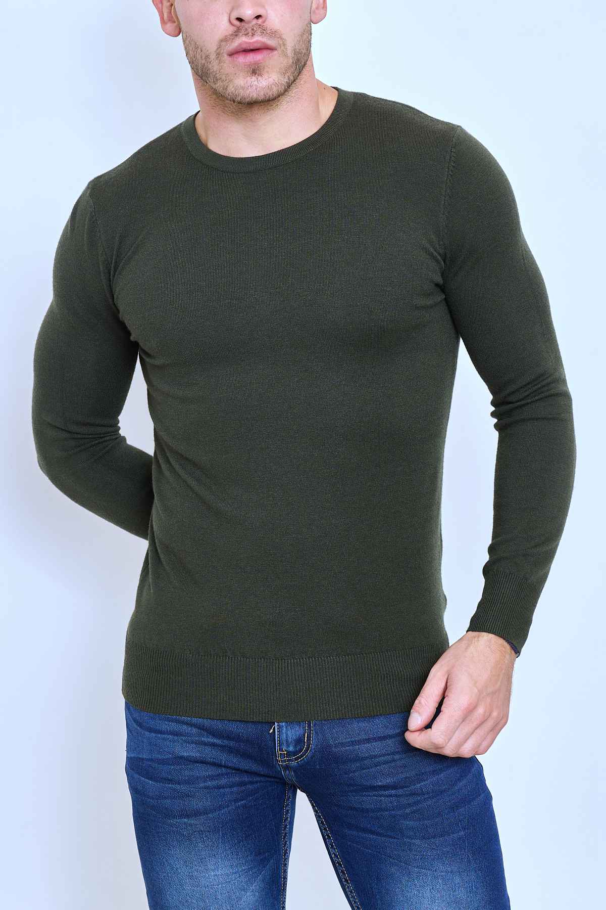 Pull Homme Vert Fonce  – Col Rond
