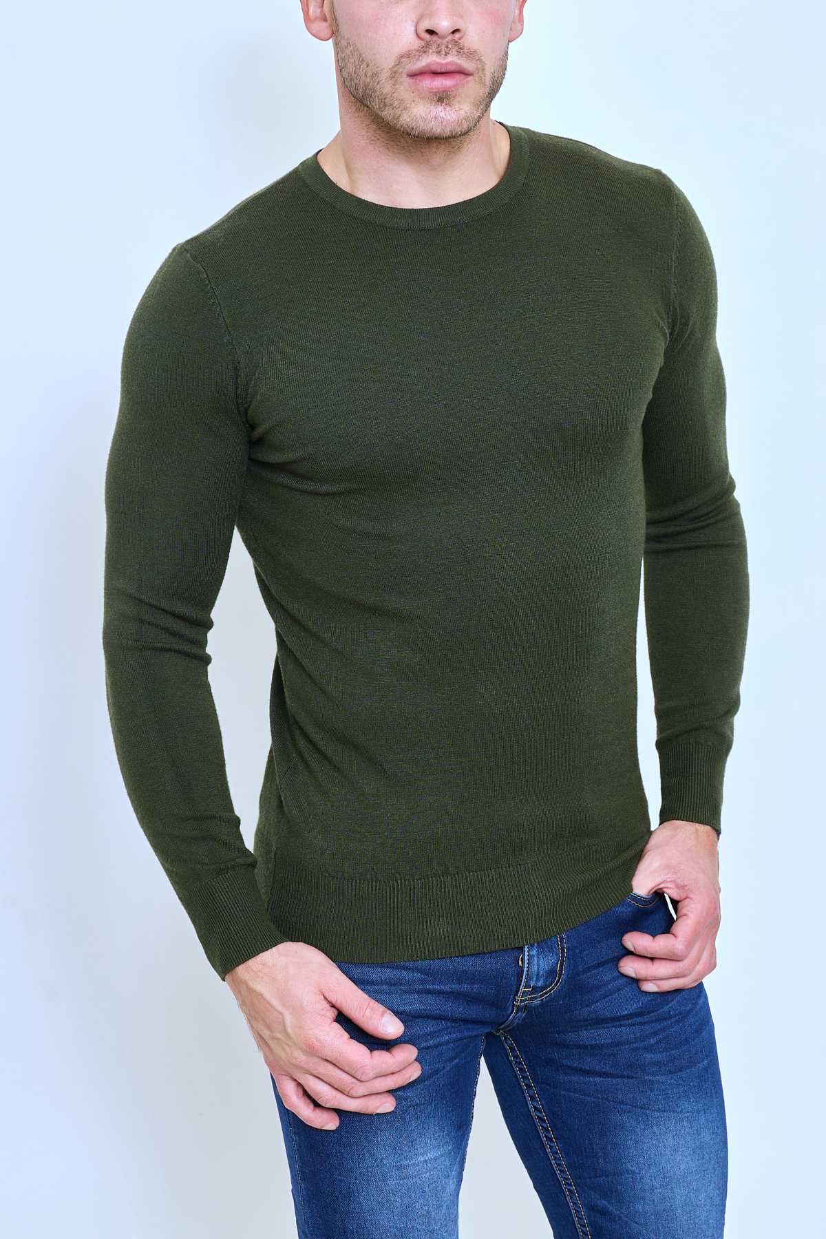 Pull Homme Vert Fonce  – Col Rond