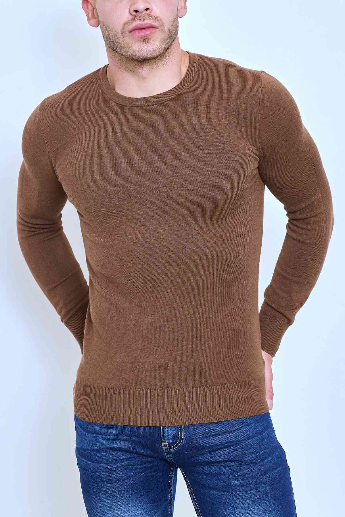 Pull Homme Marron – Col Rond