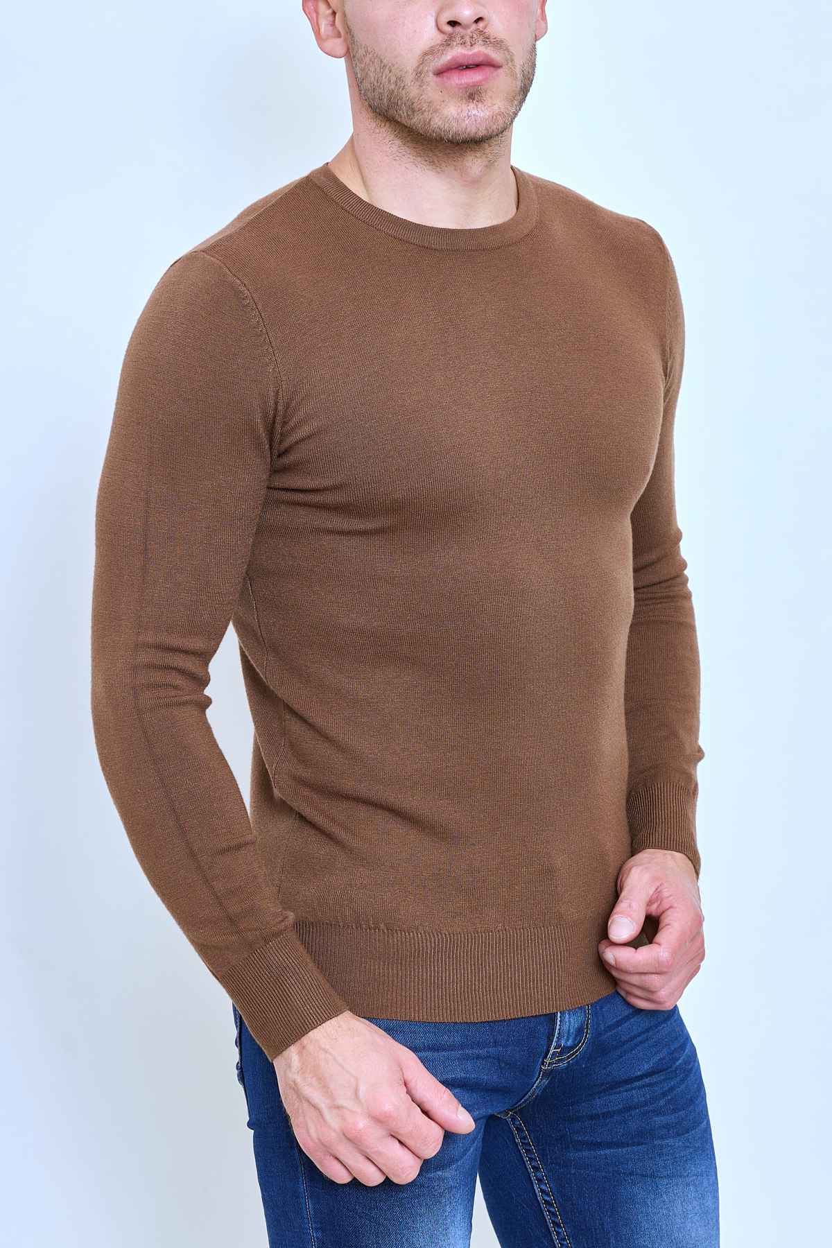 Pull Homme Marron – Col Rond