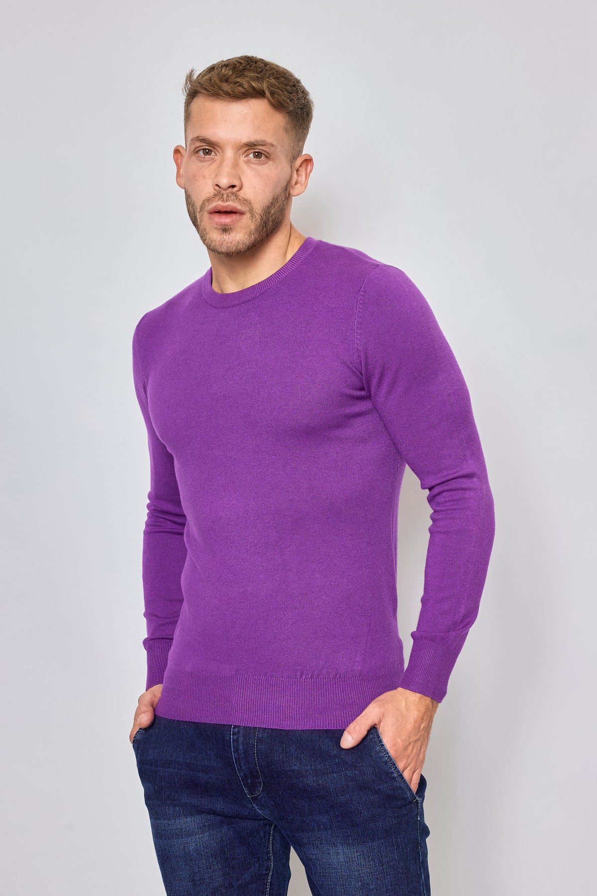 Pull Violet Homme – Col Rond