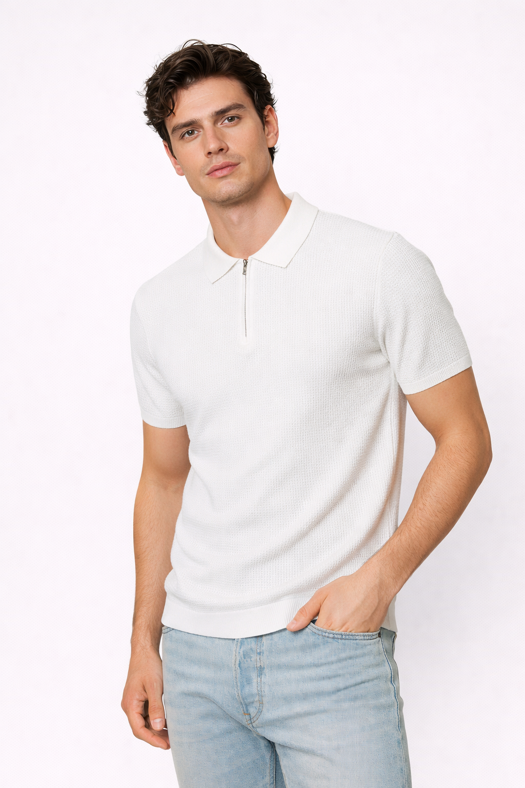 Polo homme manches courtes Blanc