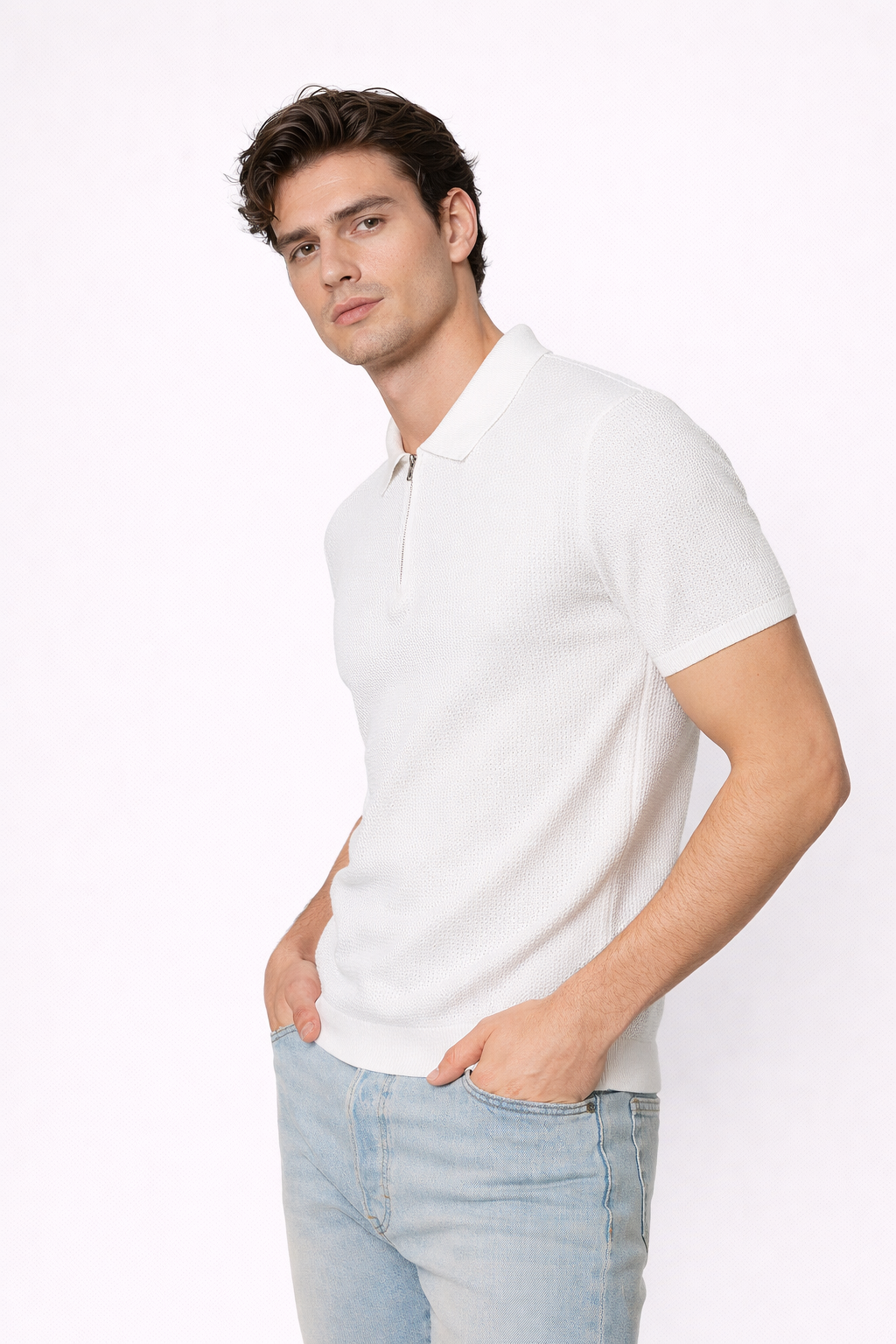 Polo homme manches courtes Blanc