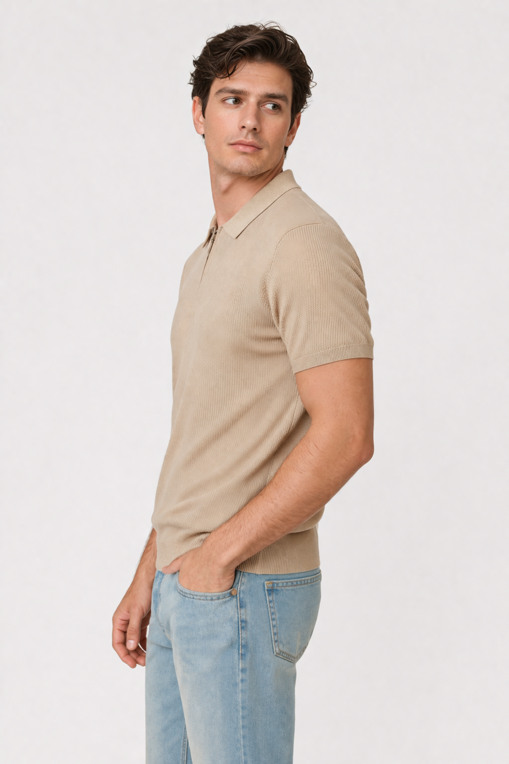 Polo homme manches courtes Beige