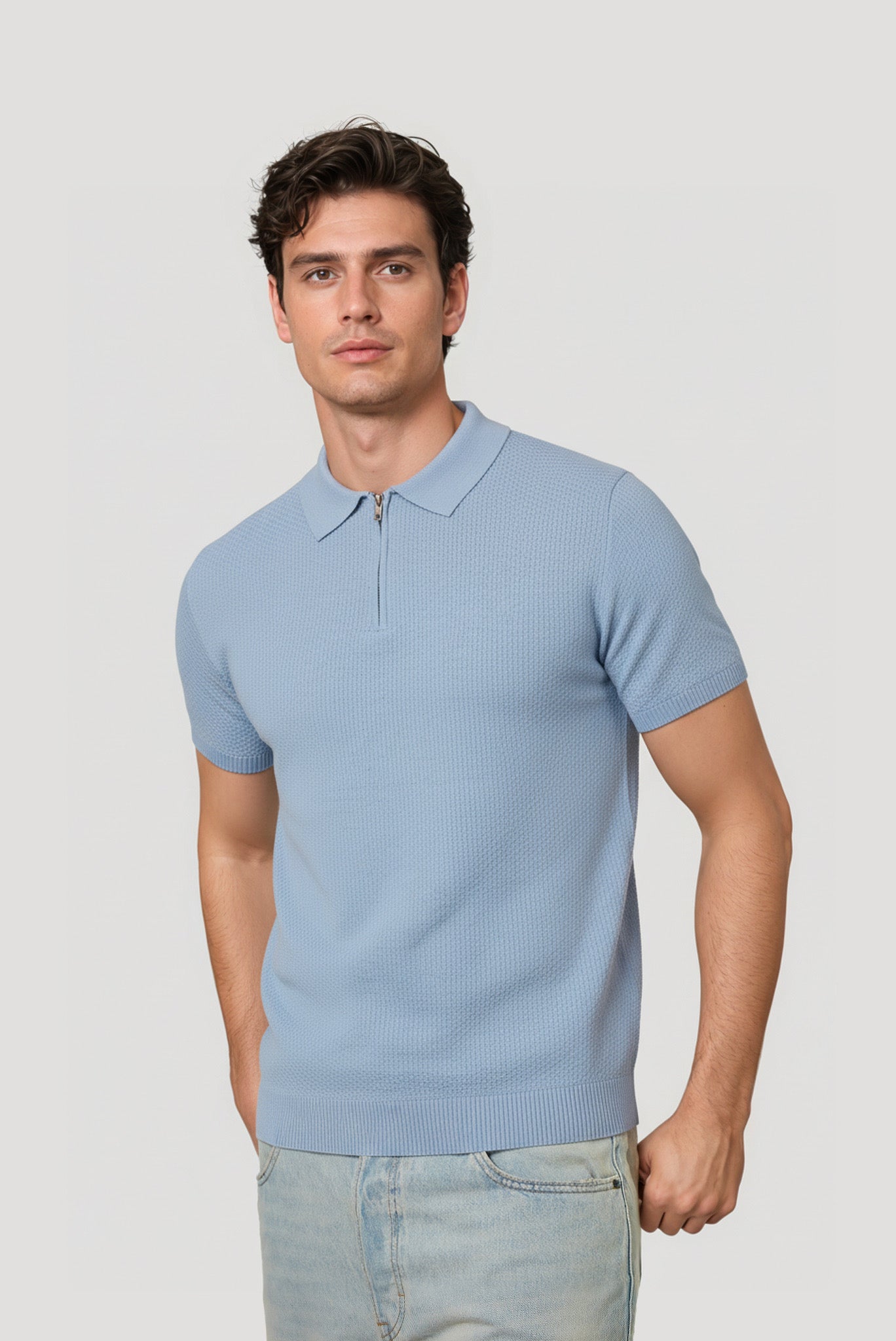 Polo homme manches courtes Bleu