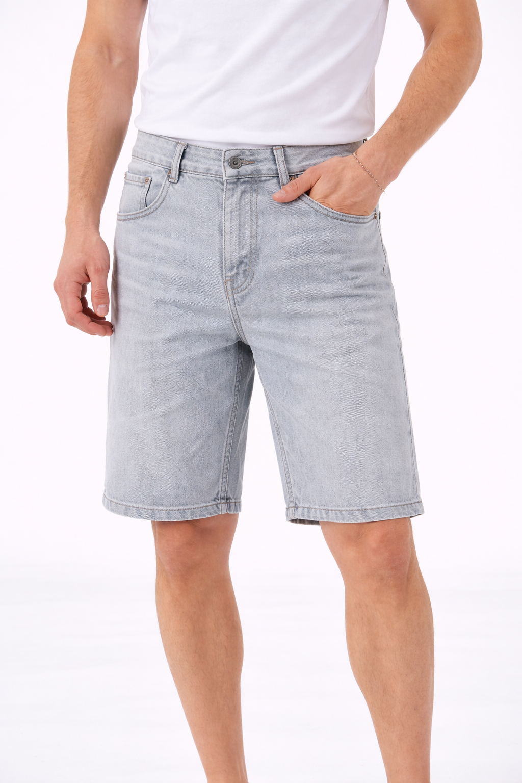 Bermudas Jean Homme Gris