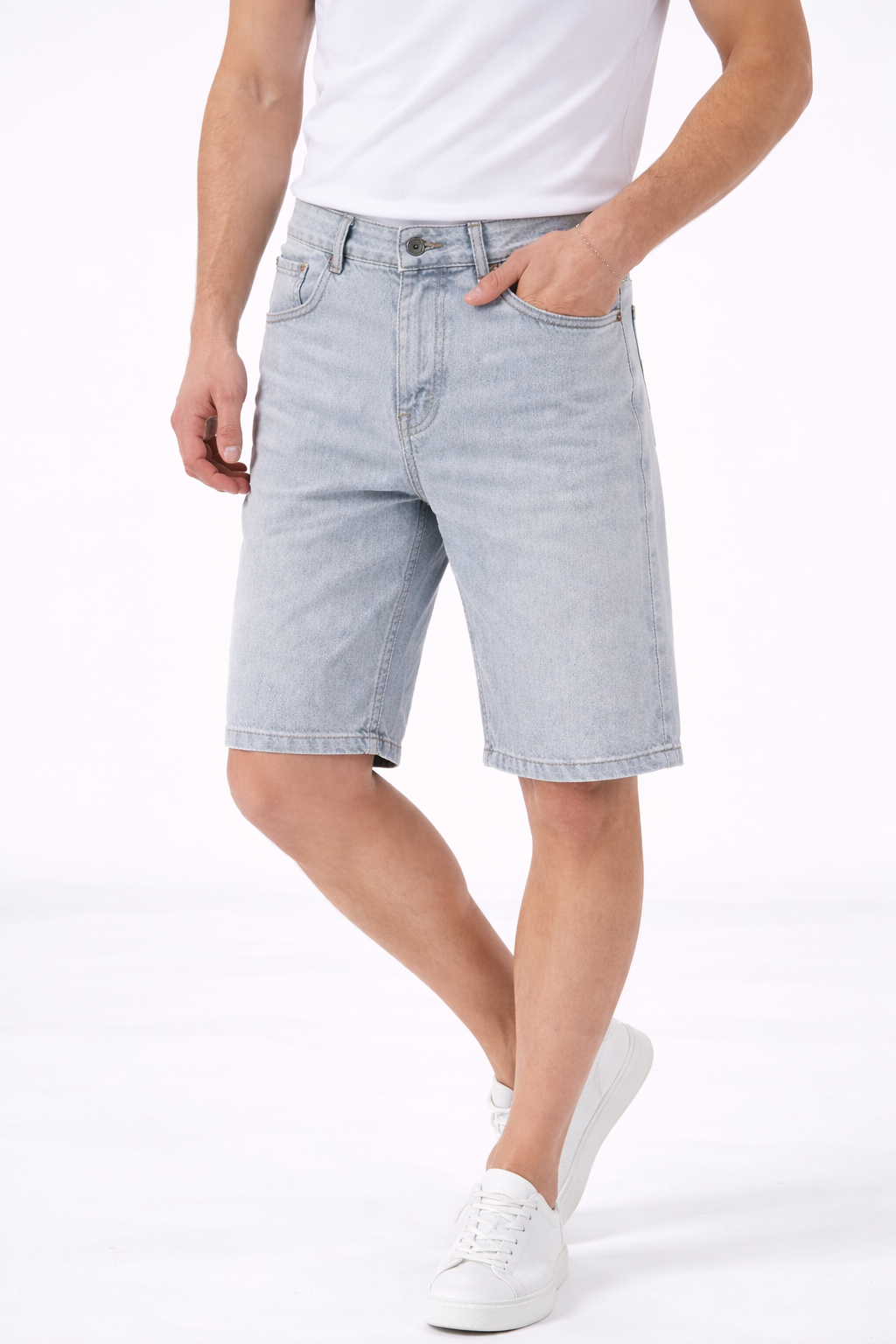 Bermudas Jean Homme Gris