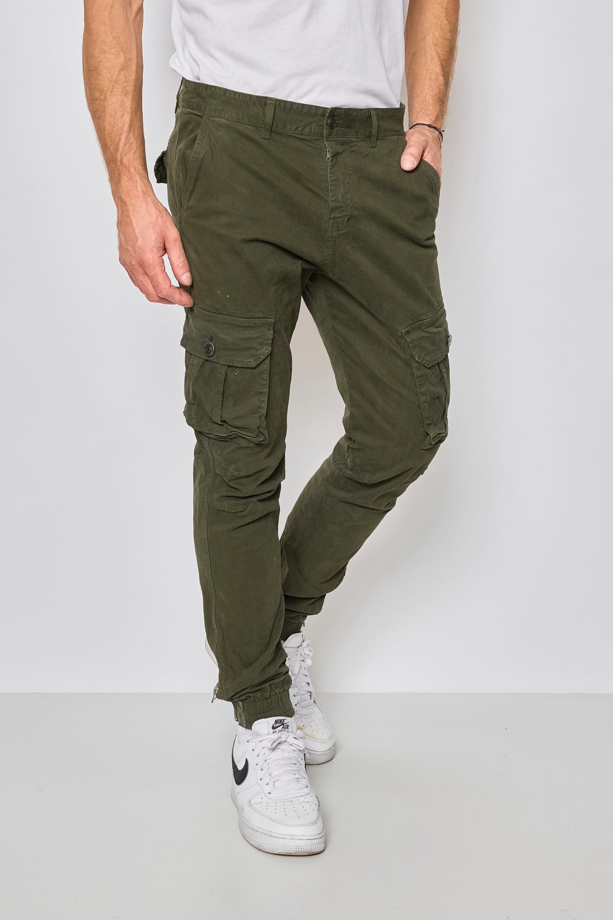 Pantalon cargo vert kaki homme