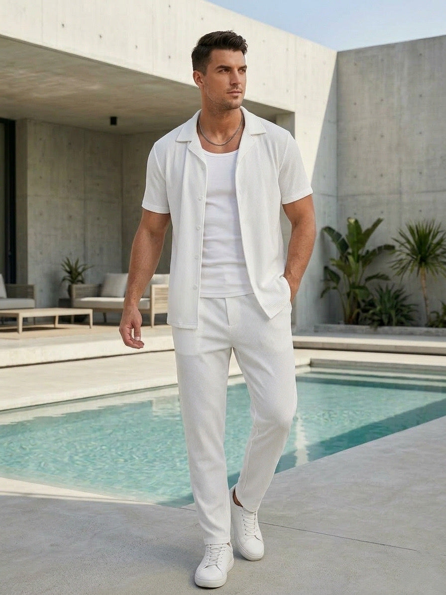 Ensemble Blanc homme été Chemise manches courtes