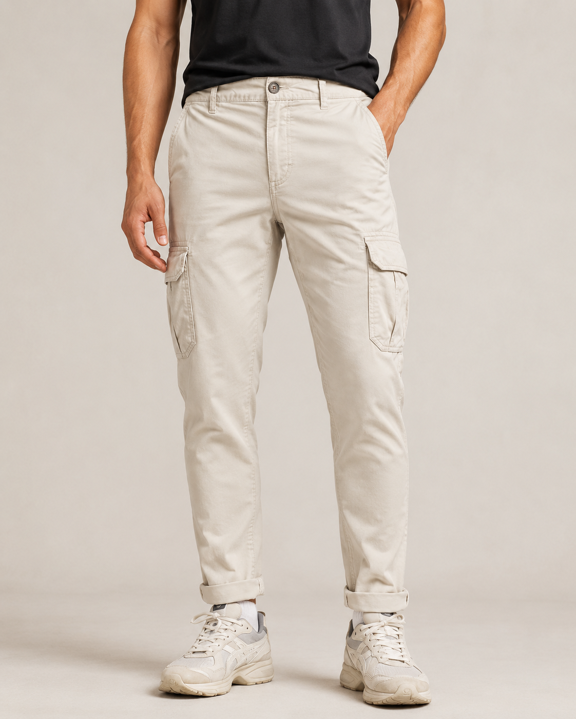 Pantalon cargo homme beige