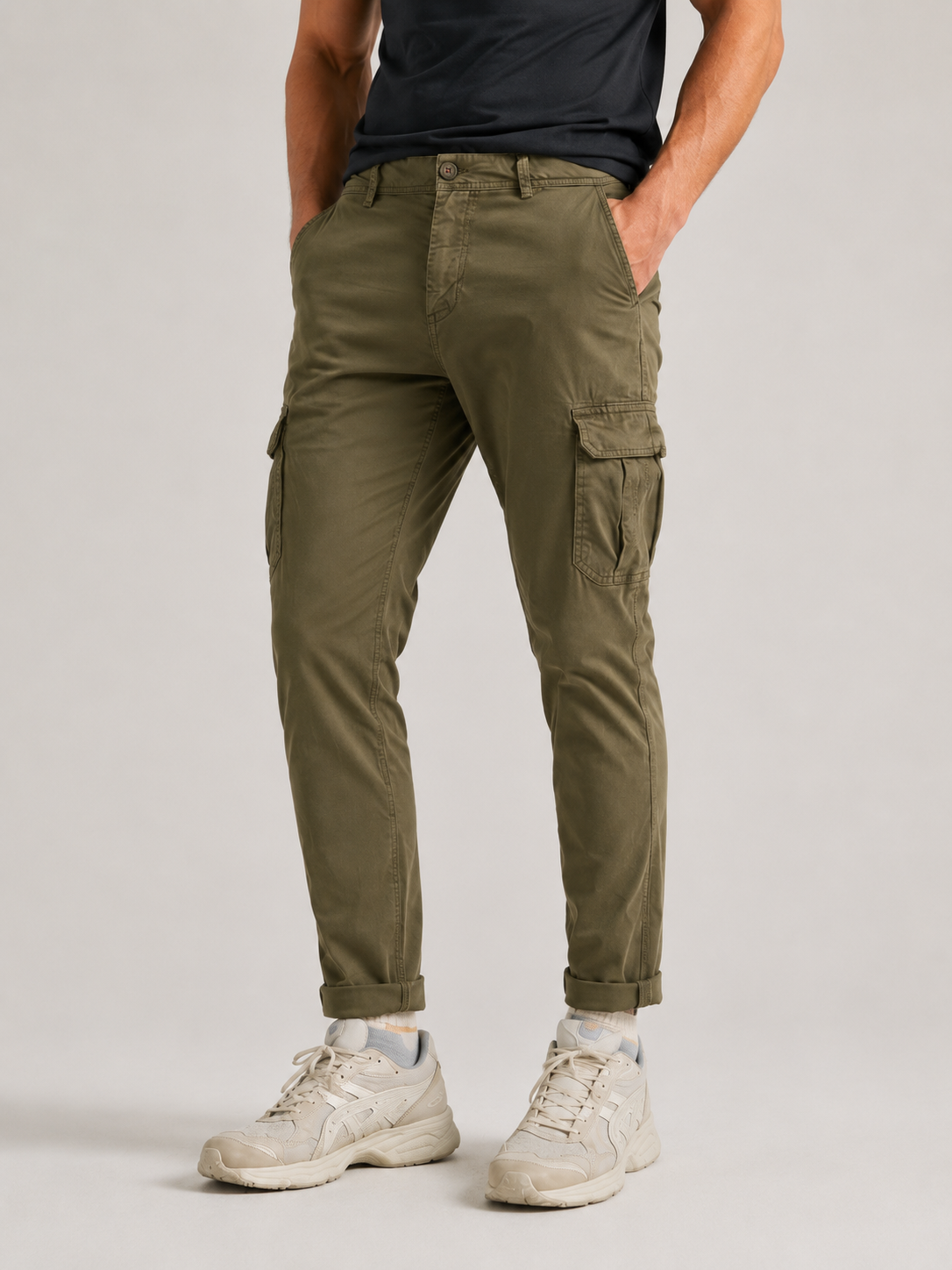 Pantalon cargo homme kaki