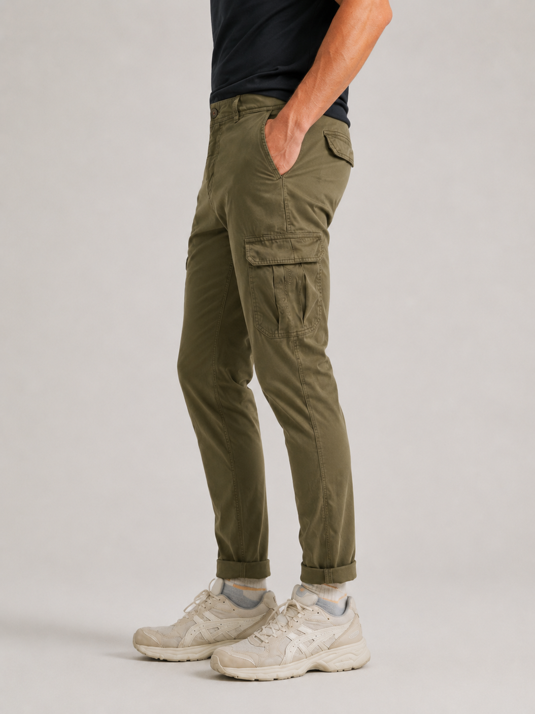Pantalon cargo homme kaki