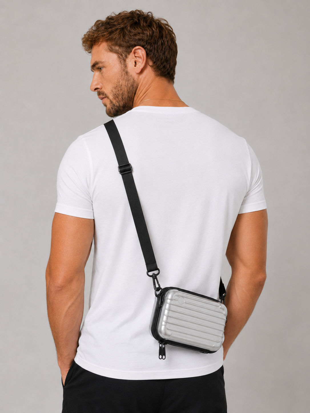 Sac bandoulière homme argenté