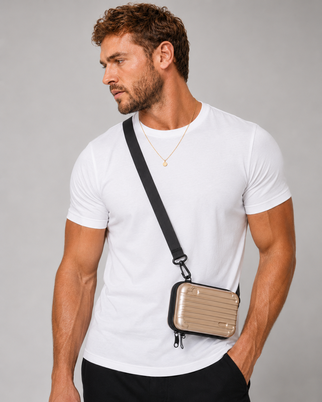Sac bandoulière homme doré