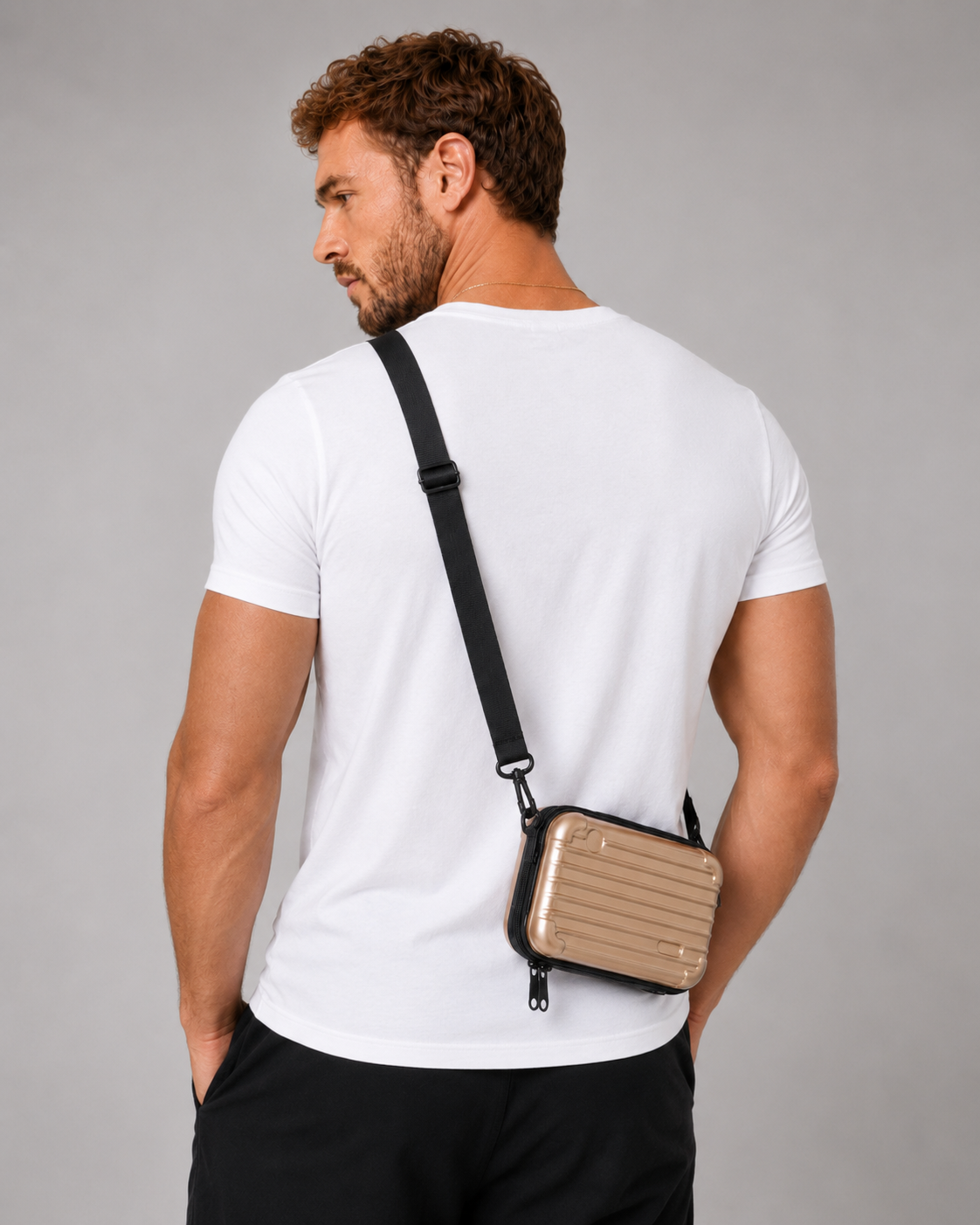 Sac bandoulière homme doré