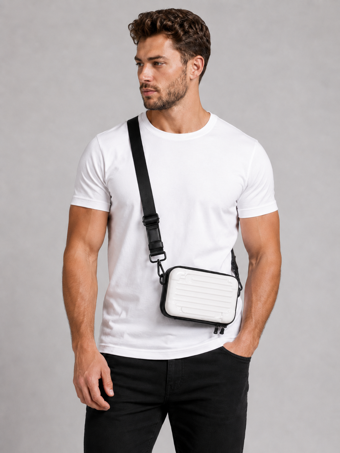 Sac bandoulière homme blanc