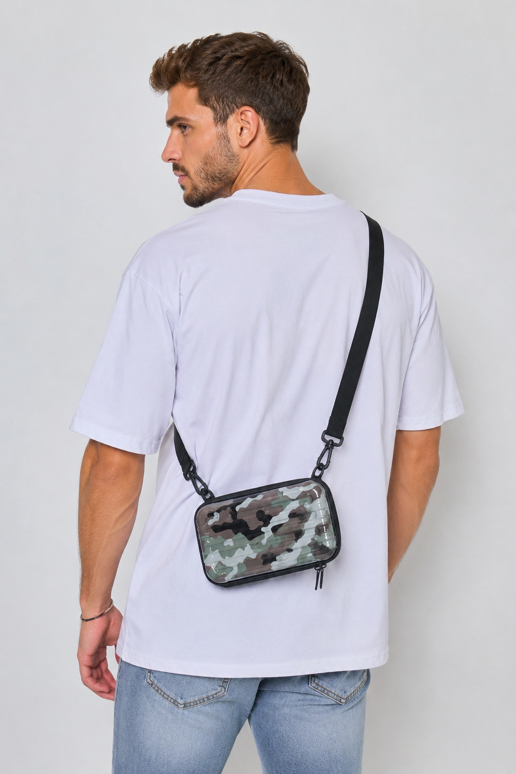 Sac bandoulière homme camouflage gris