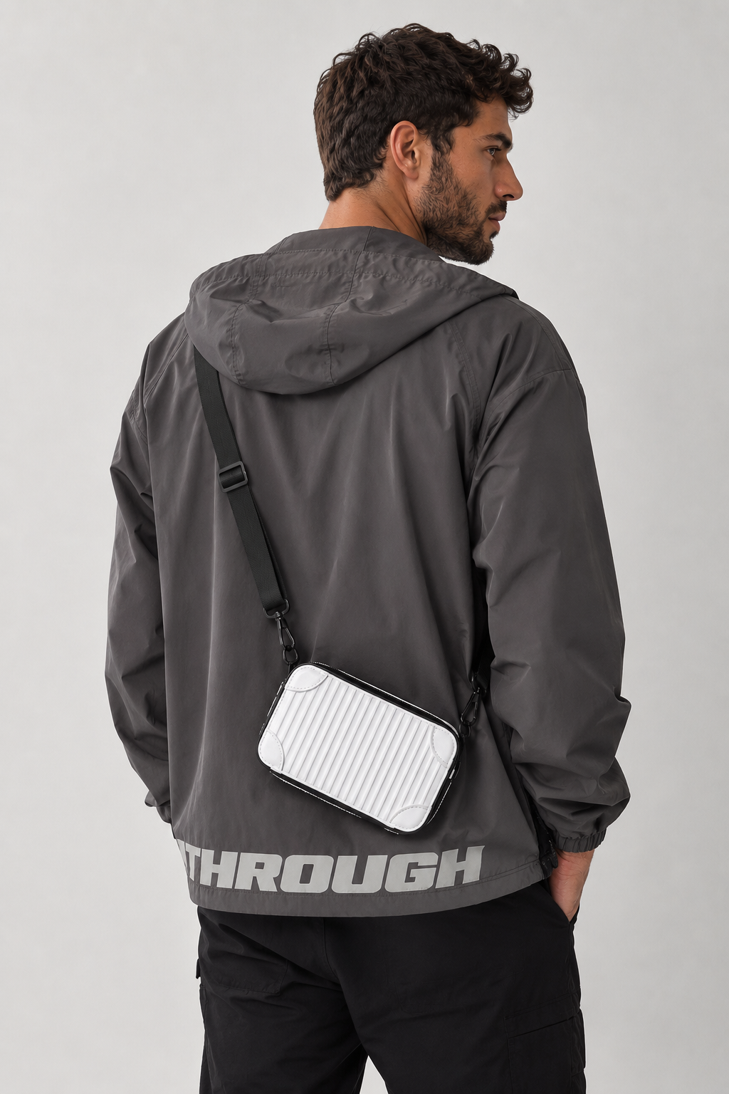 Sac bandoulière homme blanc matelassé