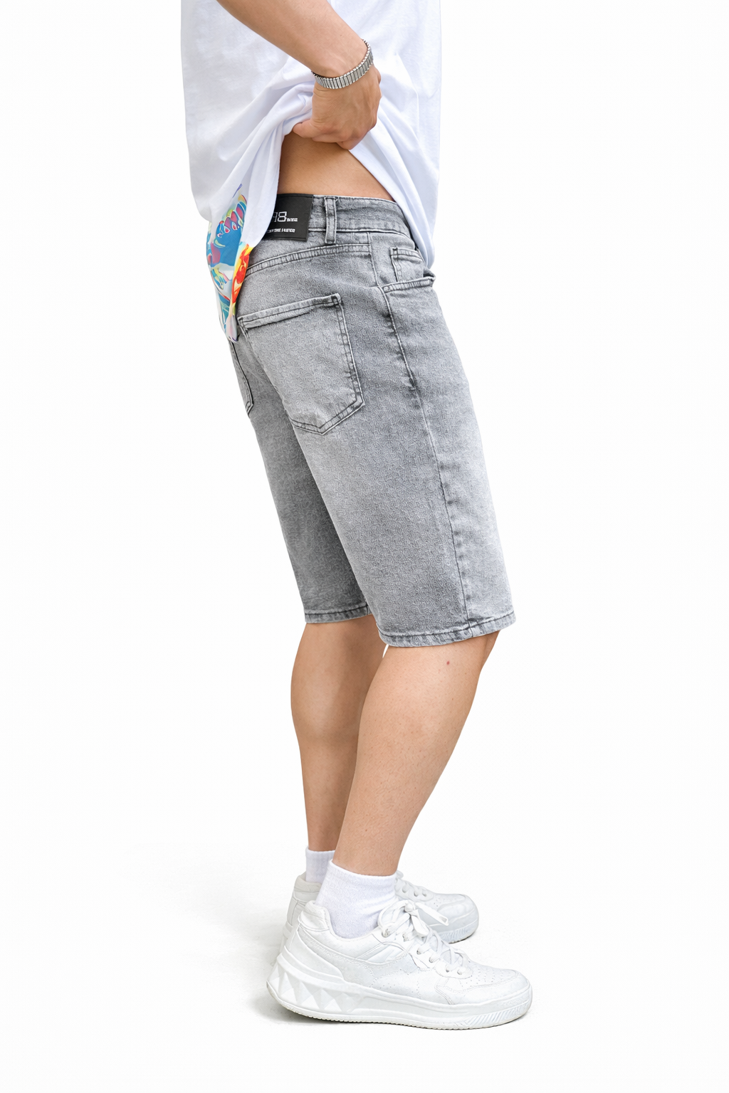 Bermudas Jean Homme Gris Délavé