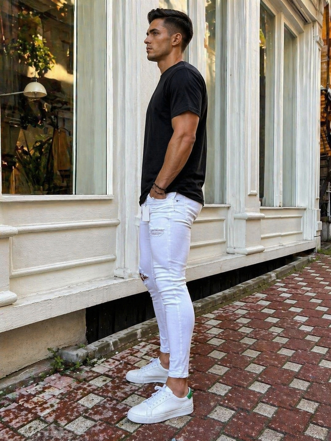 Jean homme blanc skinny déchiré
