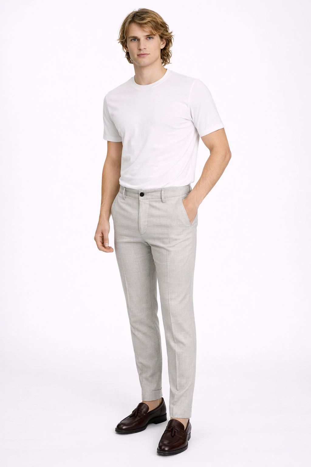 Pantalon Homme Slim Fit Gris Clair