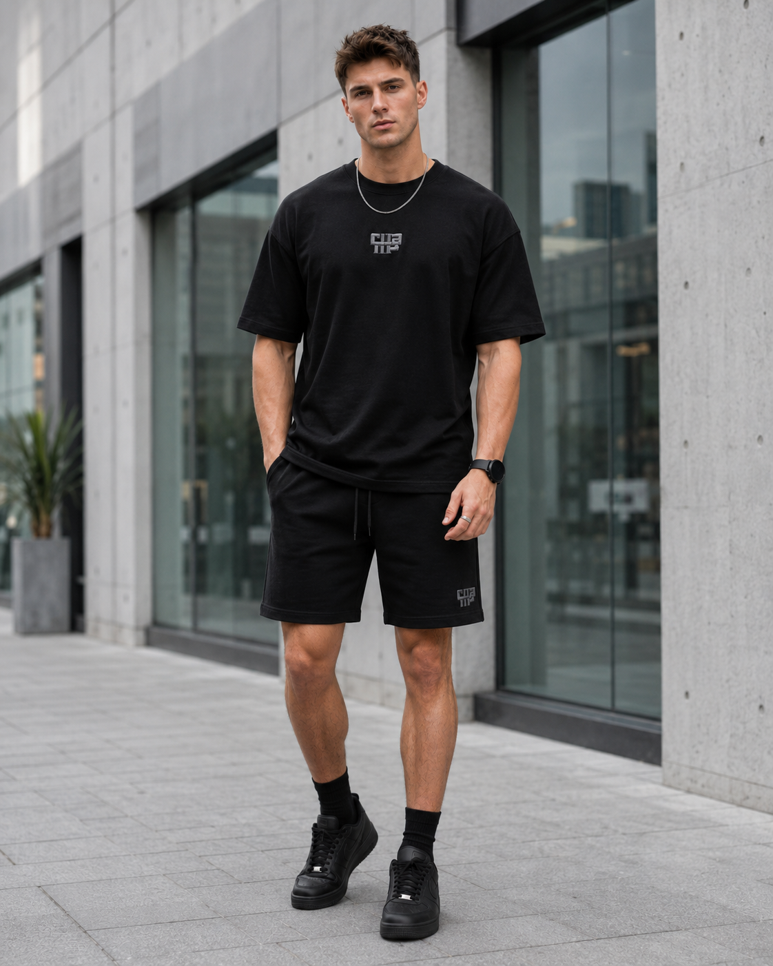 Ensemble homme noir t-shirt short