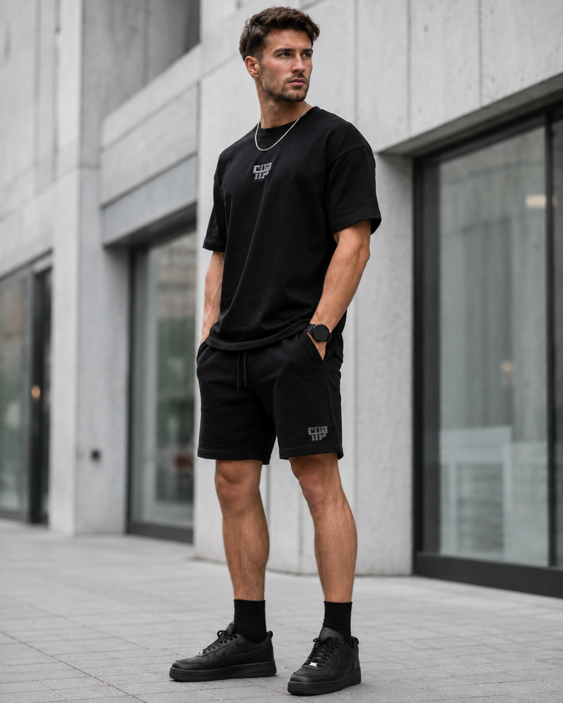 Ensemble homme noir t-shirt short
