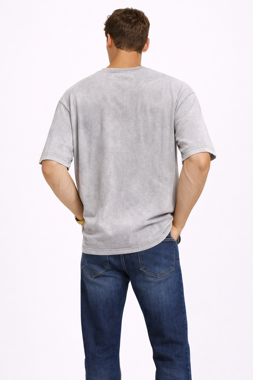 T-shirt Homme Imprimé Vintage Gris Clair