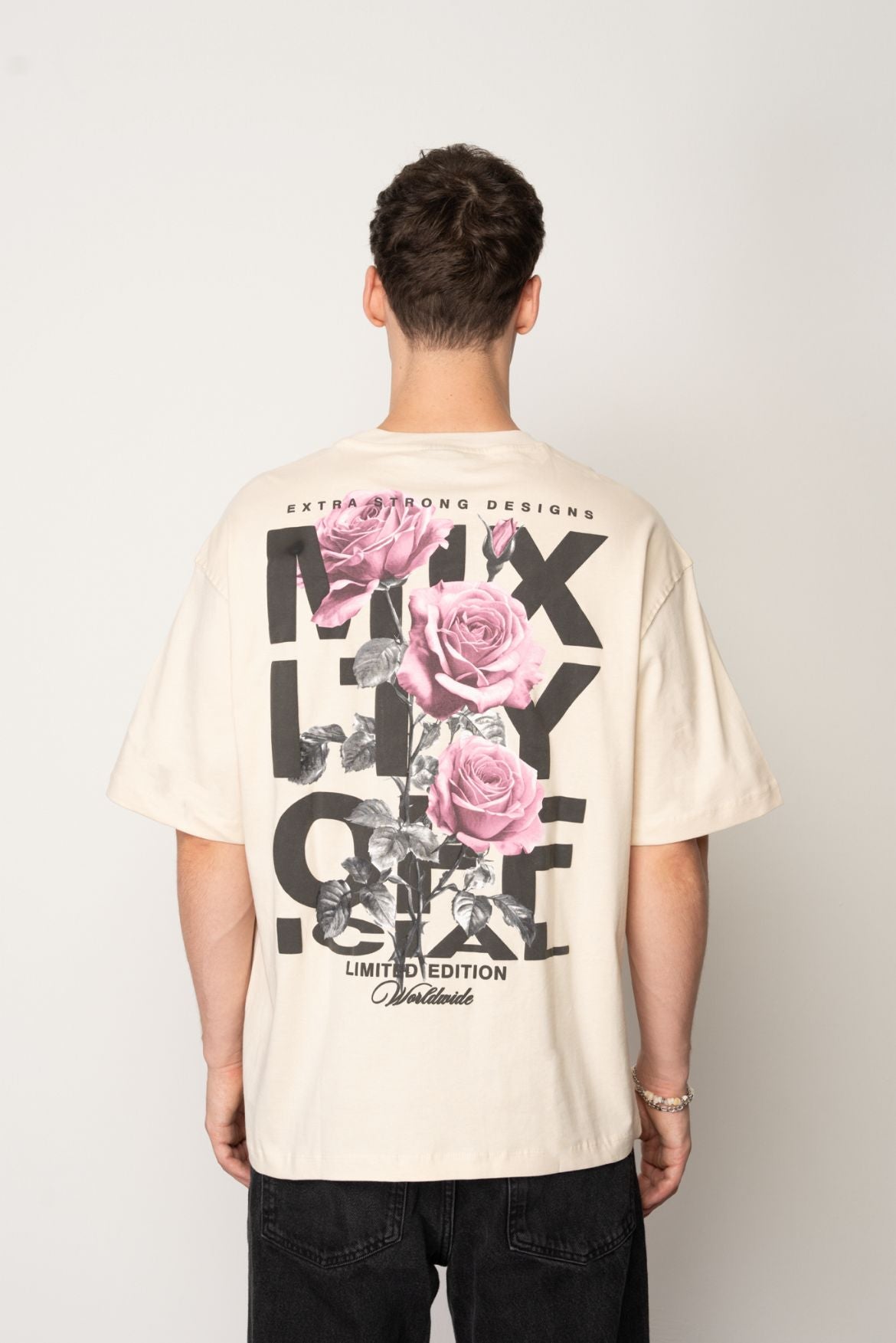 T-shirt Oversize à Imprimé Roses