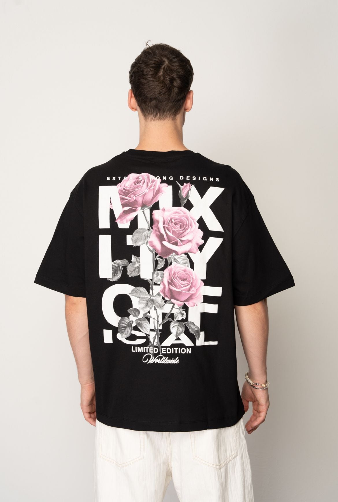T-shirt Oversize à Imprimé Roses