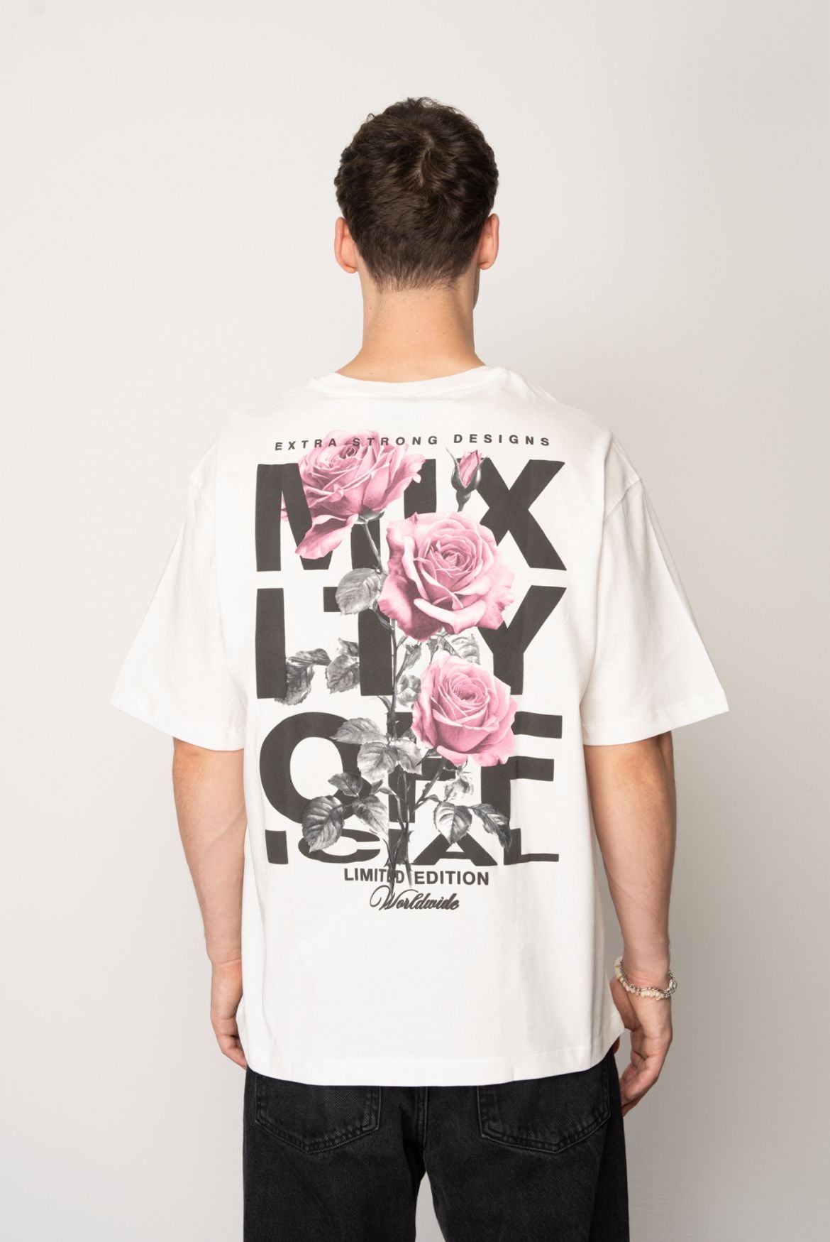 T-shirt Oversize à Imprimé Roses
