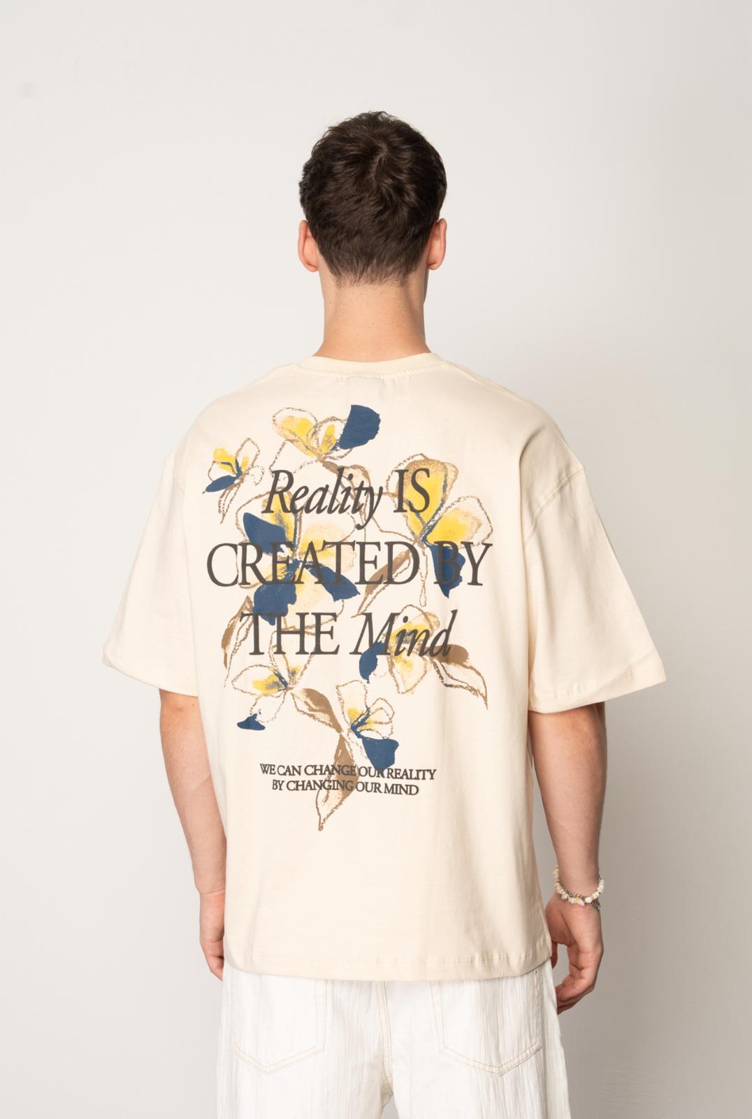 T-shirt Oversize Homme BEIGE – Imprimé Fleurs