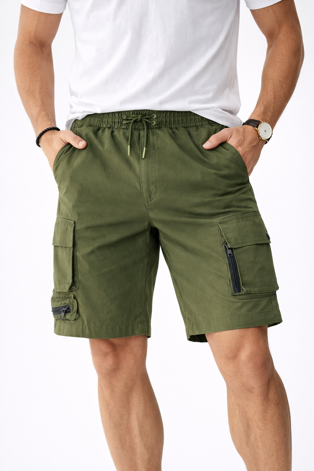 Short homme cargo Kaki