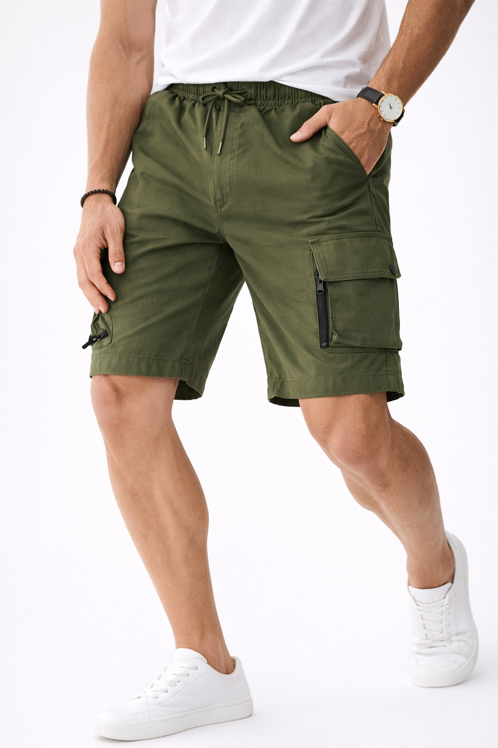 Short homme cargo Kaki