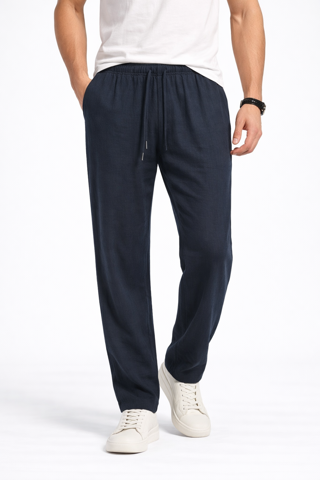 Pantalon Homme en Lin Marine