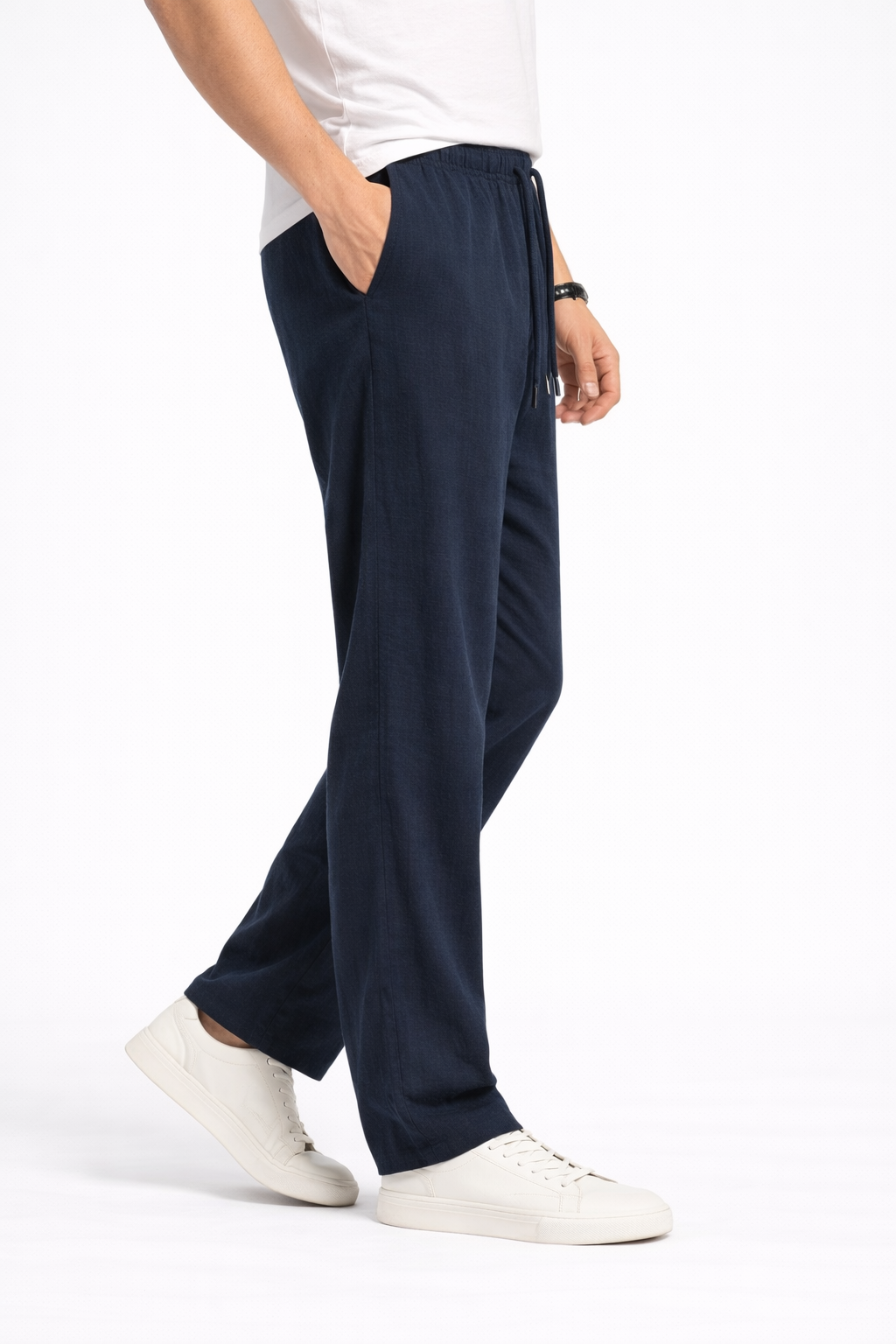 Pantalon Homme en Lin Marine