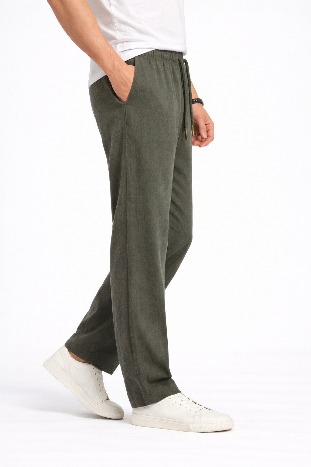 Pantalon Homme en Lin Vert