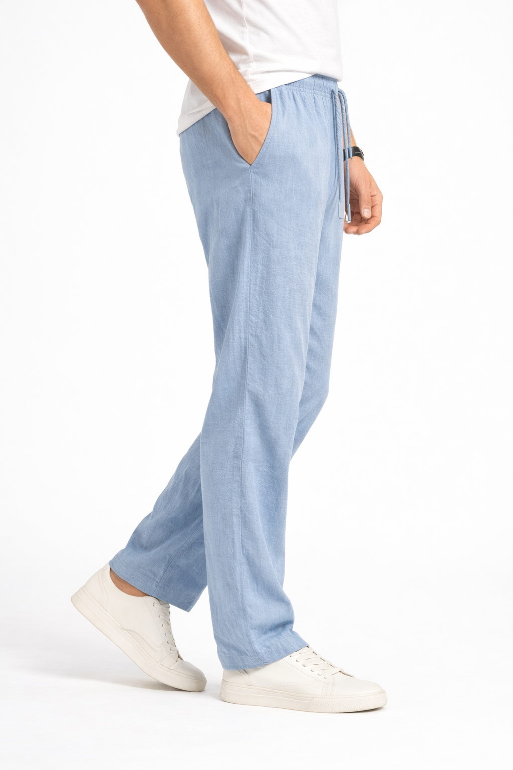 Pantalon Homme en Lin Bleu