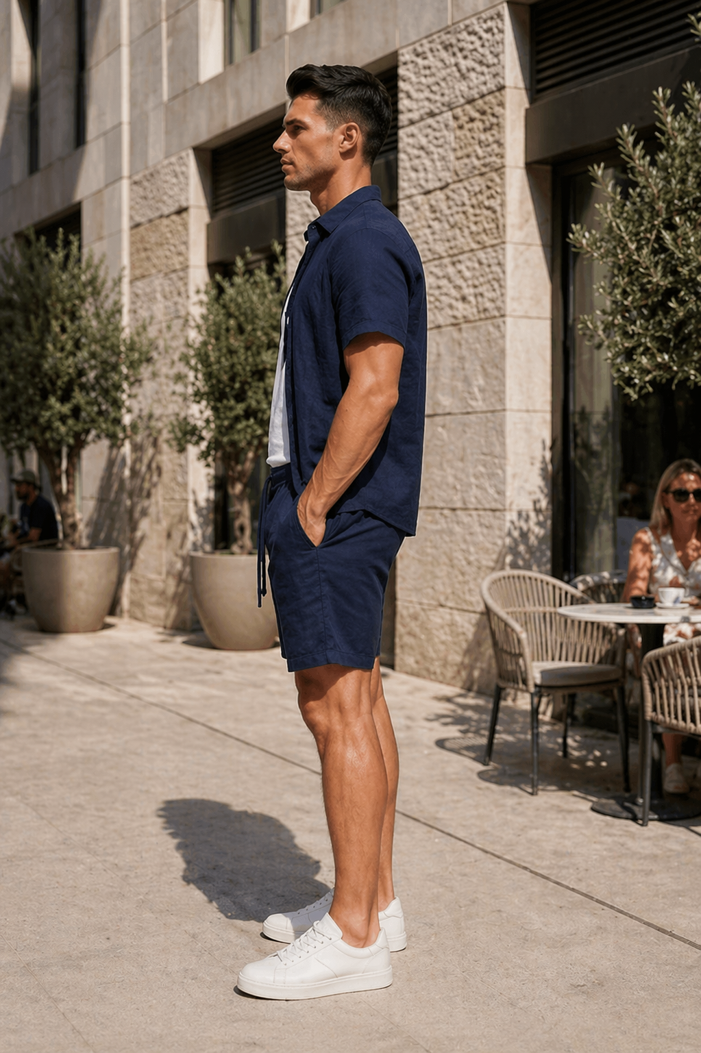 Chemise marine manches courtes