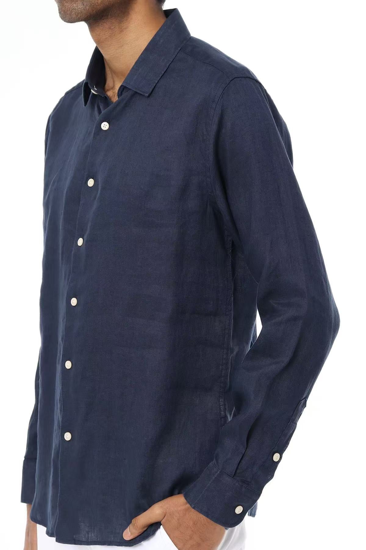 Chemise Homme en Lin Marine